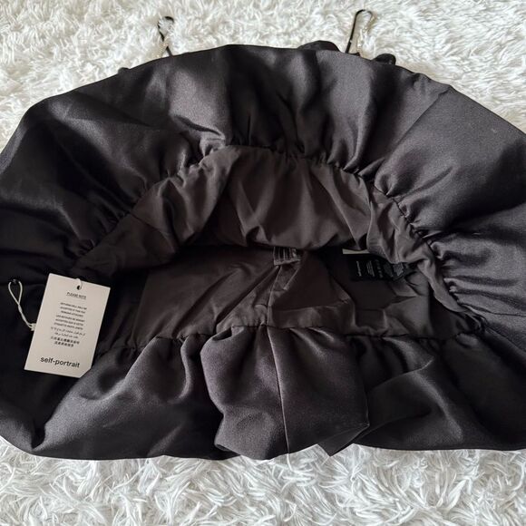 NWT Self-Portrait Black Taffeta Diamante Mini Dress with Lace Trim Size 10 - Picture 10 of 15